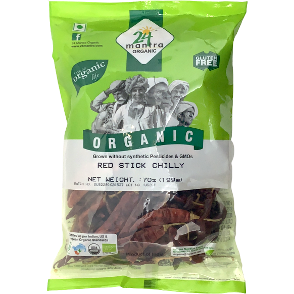 24 Mantra Organic Red Stick Chilli Whole - 200 GM