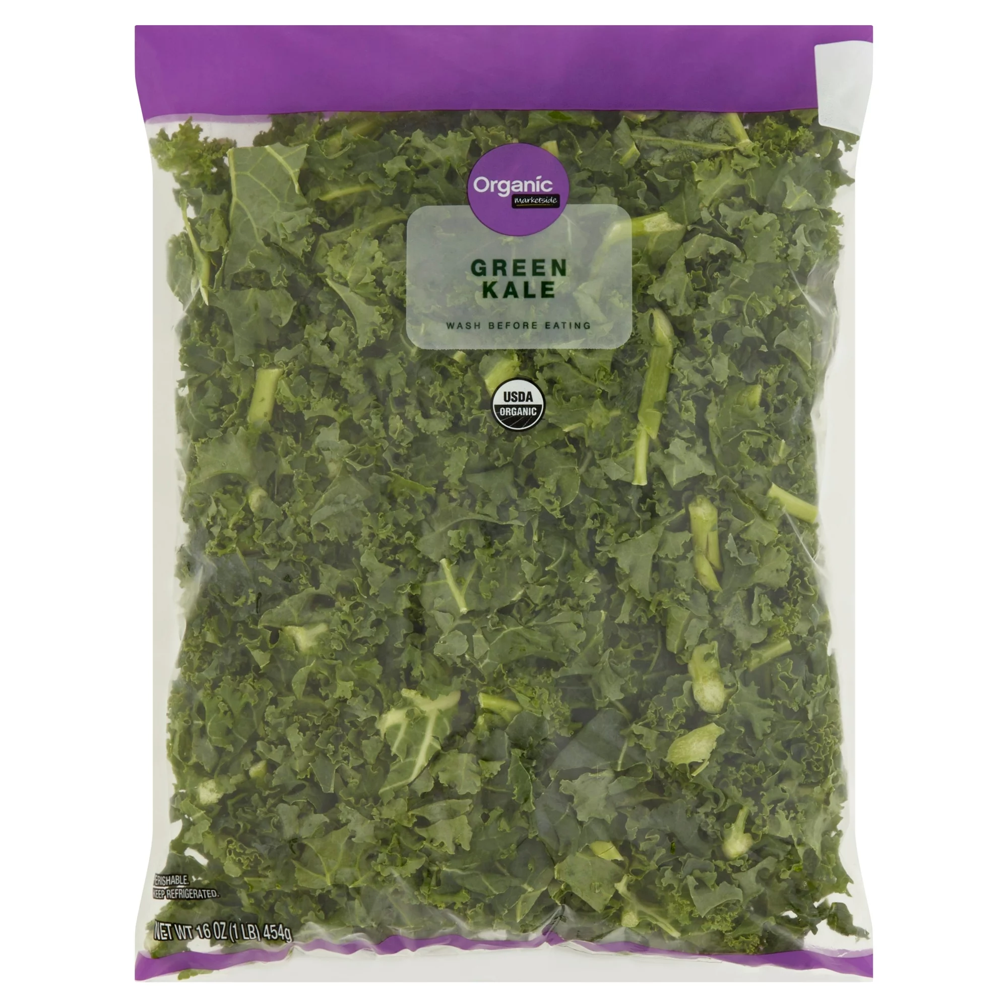 Organic Marketside Fresh Kale Blend, Rainbow, Green, Red and Lacinato Kale, 1 lb Bag