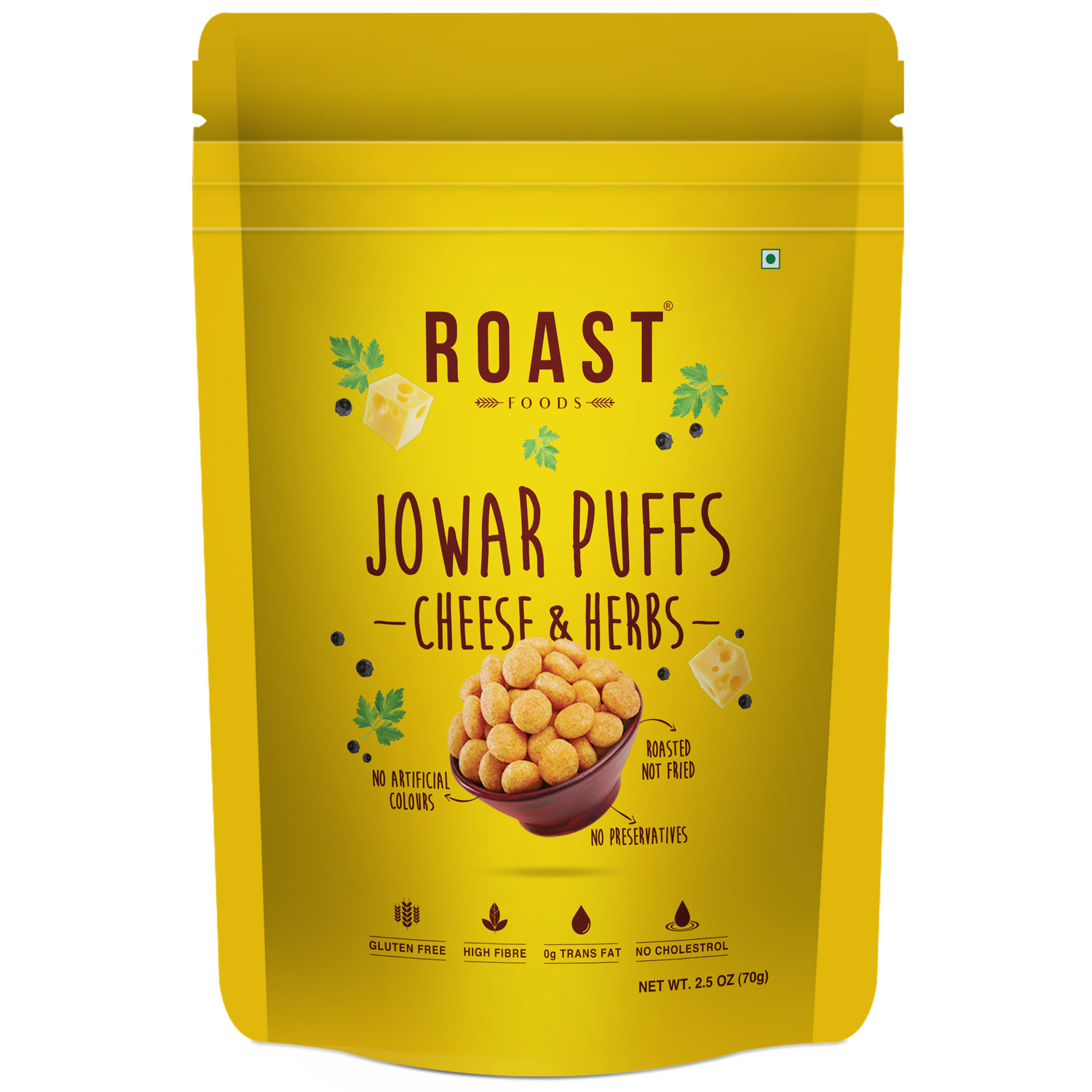 Roast Foods Jowar Puffs - Cheese and Herbs (70 Gm)