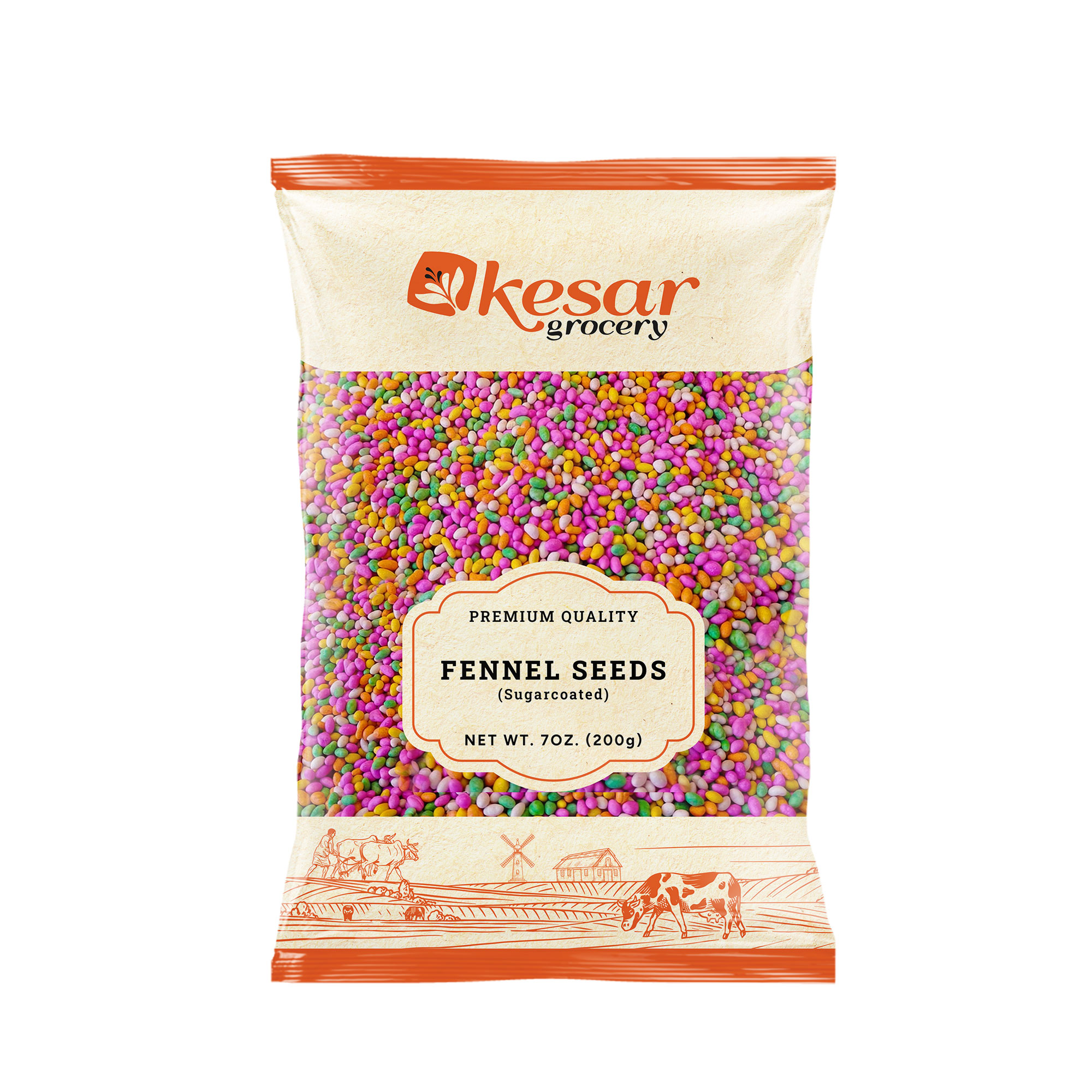 Kesar Sugarcoated Fennel Seeds (7OZ, 200Gm)