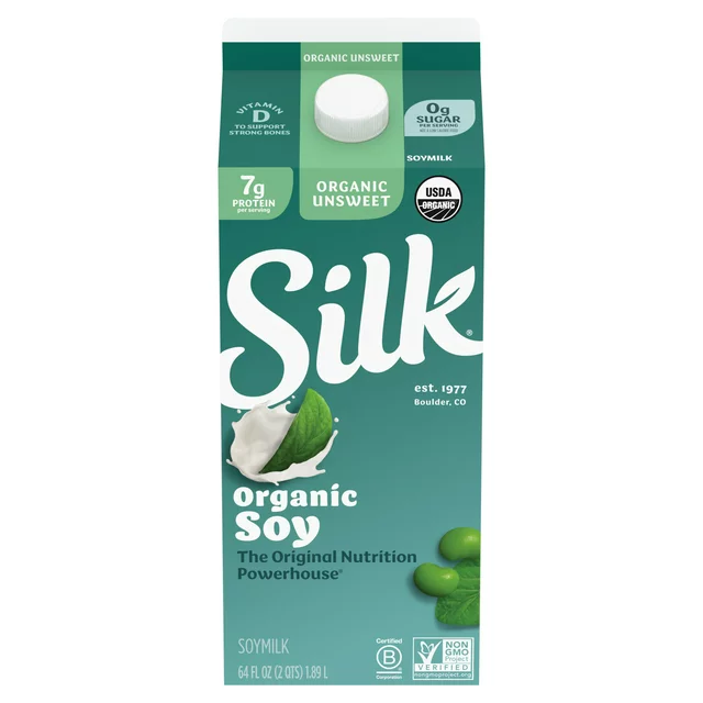 Silk Soy Milk, Unsweet Organic, Dairy Free, Gluten Free, 64 FL OZ Half Gallon Silk Soy Milk, Unsweet Organic, Dairy Free, Gluten Free, 64 FL OZ Half Gallon
