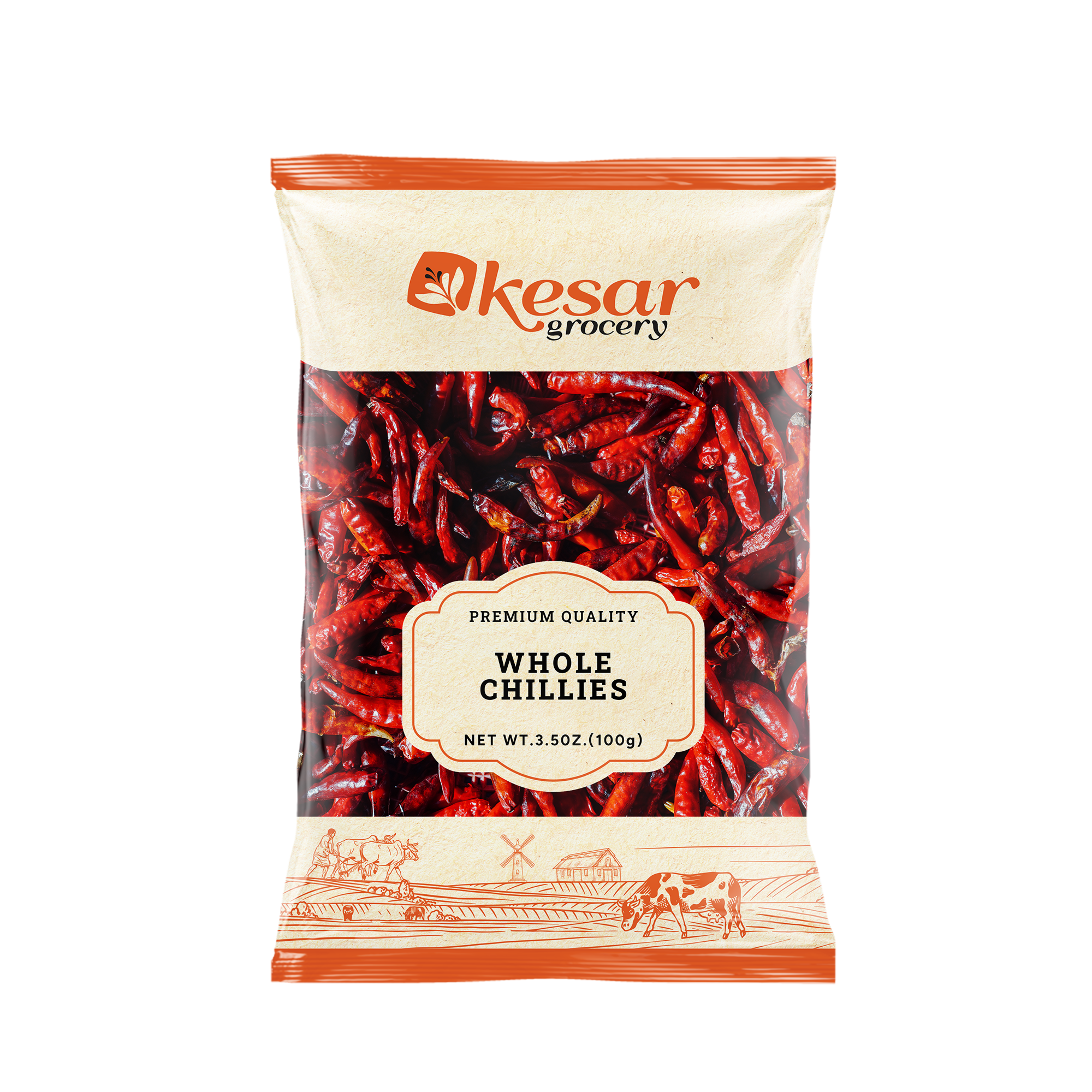 Kesar Whole Red Chillies (3.5 OZ, 100GM)